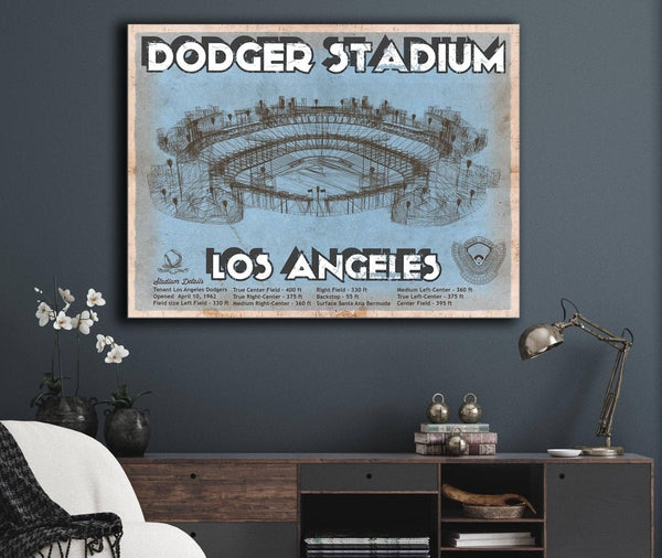 Cutler West Vintage LA Dodgers Stadium Blueprint Baseball Print