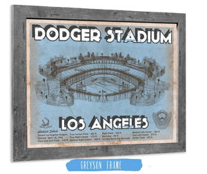 14" x 11" / Greyson Frame Cutler West Vintage LA Dodgers Stadium Blueprint Baseball Print