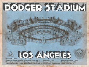 14" x 11" / Unframed Cutler West Vintage LA Dodgers Stadium Blueprint Baseball Print