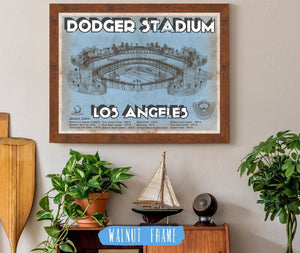 20" x 16" / Walnut Frame Cutler West Vintage LA Dodgers Stadium Blueprint Baseball Print