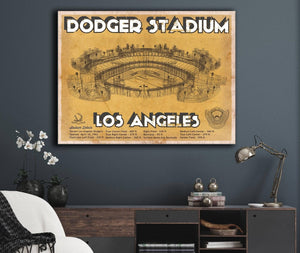 Cutler West Vintage LA Dodgers Stadium Blueprint Baseball Print - Vintage Brown Edition