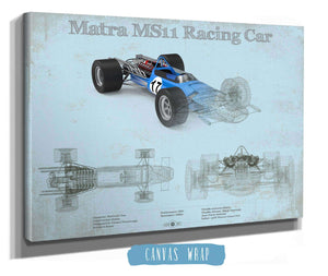 14" x 11" / Stretched Canvas Wrap Cutler West Vintage Matra Ms11 F1 Sports Car Print