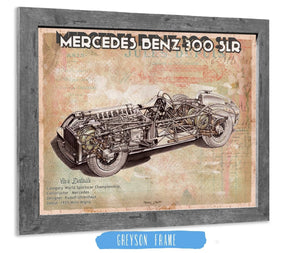 14" x 11" / Greyson Frame Cutler West Vintage Mercedes-Benz 300 SLR Sports Car Print