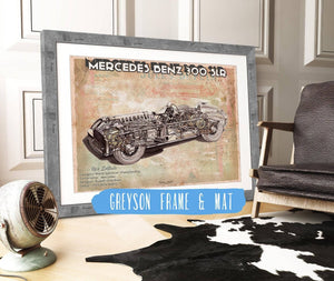 14" x 11" / Greyson Frame & Mat Cutler West Vintage Mercedes-Benz 300 SLR Sports Car Print