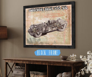 20" x 16" / Black Frame Cutler West Vintage Mercedes-Benz 300 SLR Sports Car Print