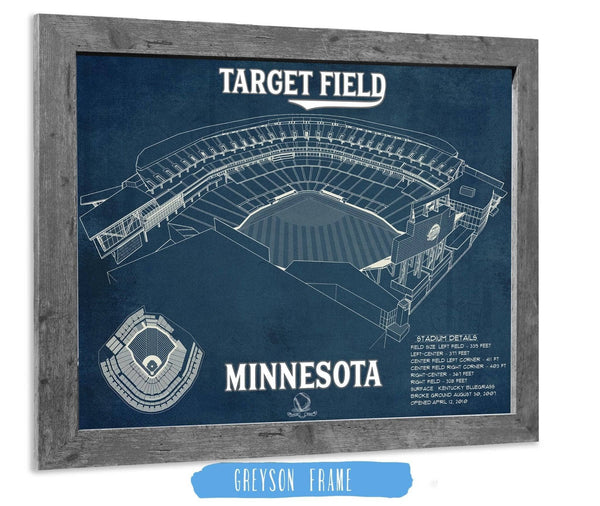 14" x 11" / Greyson Frame Cutler West Vintage Minnesota Twins - Target Field Baseball Print