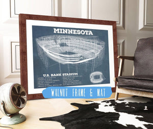 20" x 16" / Walnut Frame & Mat Cutler West Vintage Minnesota Vikings - US Bank Stadium Wall Art