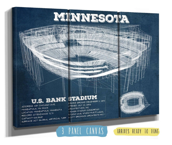 36" x 24" / 3 Panel Canvas Wrap Cutler West Vintage Minnesota Vikings - US Bank Stadium Wall Art