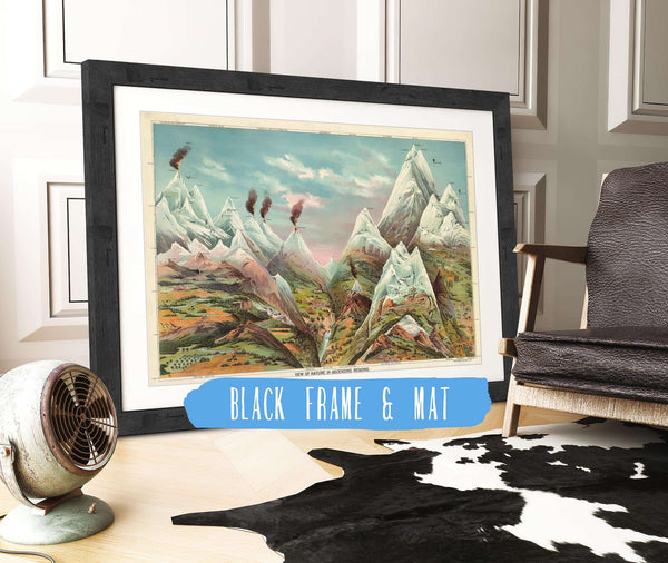 20" x 16" / Black Frame & Mat Cutler West Vintage Nature Mountains - View Of Nature In Ascending Regions