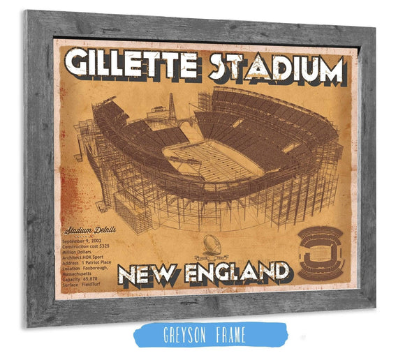 14" x 11" / Greyson Frame Cutler West Vintage New England Patriots Gillette Stadium Wall Art