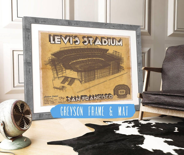 14" x 11" / Greyson Frame & Mat Cutler West Vintage San Francisco 49ers - Levi's Stadium NFL Print