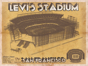 14" x 11" / Unframed Cutler West Vintage San Francisco 49ers - Levi's Stadium NFL Print