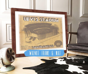 20" x 16" / Walnut Frame & Mat Cutler West Vintage San Francisco 49ers - Levi's Stadium NFL Print