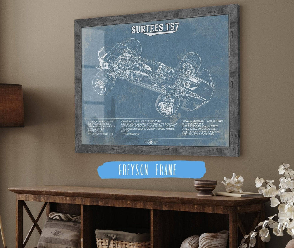 14" x 11" / Stretched Canvas Wrap Cutler West Vintage Surtees TS7 Formula One Race Car Print