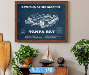 20" x 16" / Walnut Frame Cutler West Vintage Tampa Bay Buccaneers - Raymond James Stadium Print