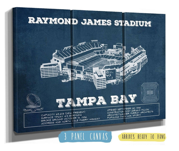 36" x 24" / 3 Panel Canvas Wrap Cutler West Vintage Tampa Bay Buccaneers - Raymond James Stadium Print