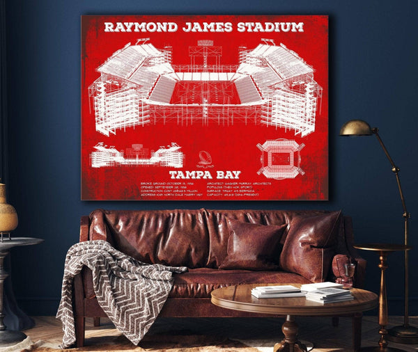 Cutler West Vintage Tampa Bay Buccaneers Team Color - Raymond James Stadium Print