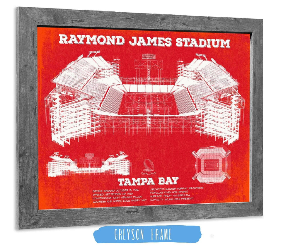 14" x 11" / Stretched Canvas Wrap Cutler West Vintage Tampa Bay Buccaneers Team Color - Raymond James Stadium Print