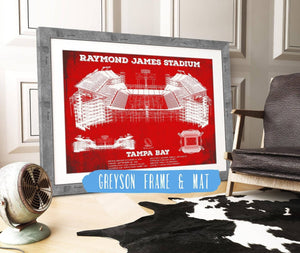 14" x 11" / Greyson Frame & Mat Cutler West Vintage Tampa Bay Buccaneers Team Color - Raymond James Stadium Print