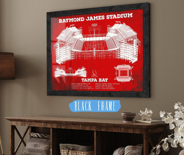 20" x 16" / Black Frame Cutler West Vintage Tampa Bay Buccaneers Team Color - Raymond James Stadium Print