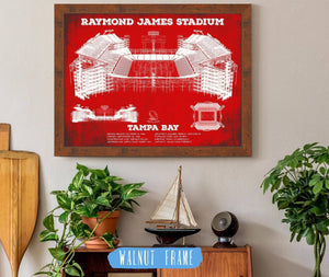 20" x 16" / Walnut Frame Cutler West Vintage Tampa Bay Buccaneers Team Color - Raymond James Stadium Print
