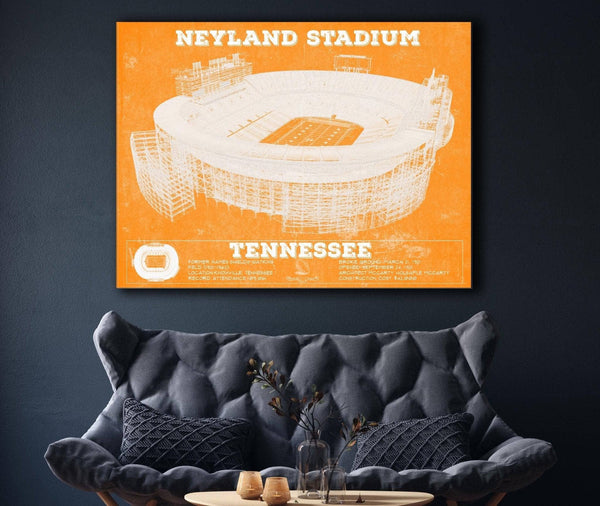 Cutler West Vintage Tennessee Volunteers Neyland Stadium Blueprint Team Color Wall Art