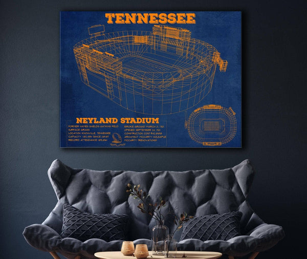 Cutler West Vintage Tennessee Volunteers - Neyland Stadium Blueprint Wall Art