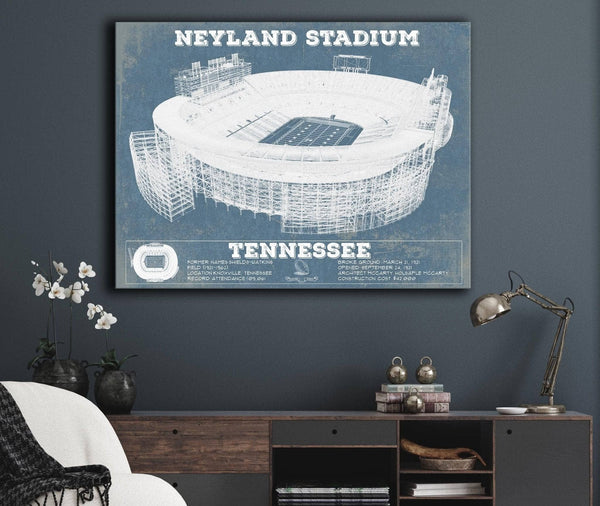 Cutler West Vintage Tennessee Volunteers Neyland Stadium Blueprint Wall Art