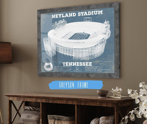14" x 11" / Greyson Frame Cutler West Vintage Tennessee Volunteers Neyland Stadium Blueprint Wall Art