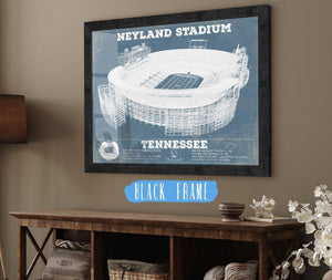 20" x 16" / Black Frame Cutler West Vintage Tennessee Volunteers Neyland Stadium Blueprint Wall Art