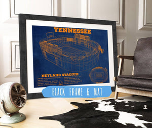 20" x 16" / Black Frame & Mat Cutler West Vintage Tennessee Volunteers - Neyland Stadium Blueprint Wall Art