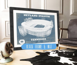 20" x 16" / Black Frame & Mat Cutler West Vintage Tennessee Volunteers Neyland Stadium Blueprint Wall Art