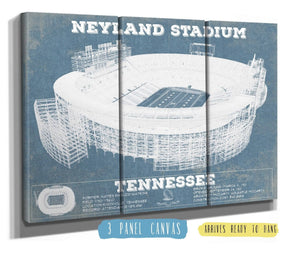 36" x 24" / 3 Panel Canvas Wrap Cutler West Vintage Tennessee Volunteers Neyland Stadium Blueprint Wall Art