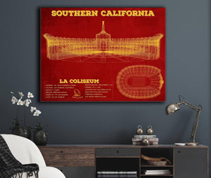 Cutler West Vintage USC Trojans - LA Coliseum Blueprint Art Print