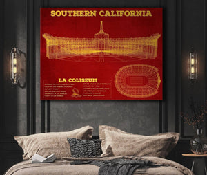 Cutler West Vintage USC Trojans - LA Coliseum Blueprint Art Print