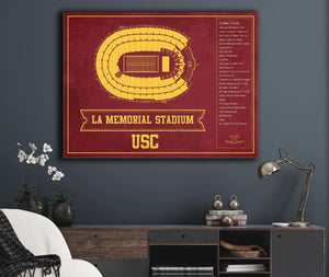 Cutler West Vintage USC Trojans - LA Coliseum Blueprint Seating Chart Art Print