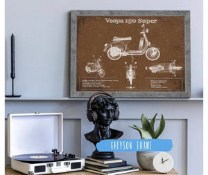 14" x 11" / Greyson Frame Cutler West Vintage Vespa 150 VBC Scooter Patent Print