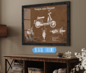 20" x 16" / Black Frame Cutler West Vintage Vespa 150 VBC Scooter Patent Print