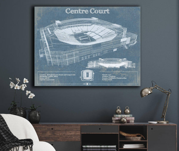 Cutler West Vintage Wimbledon - Centre Court Tennis Blueprint Art