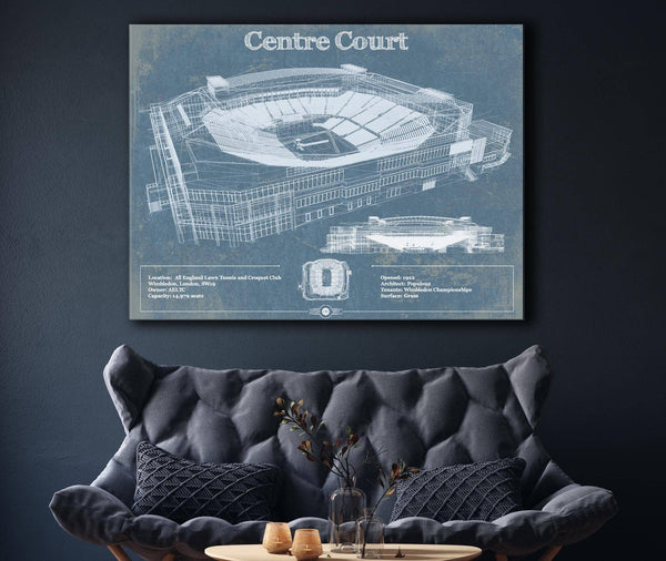 Cutler West Vintage Wimbledon - Centre Court Tennis Blueprint Art