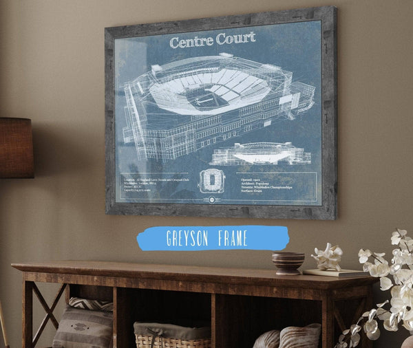 14" x 11" / Greyson Frame Cutler West Vintage Wimbledon - Centre Court Tennis Blueprint Art