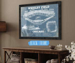 20" x 16" / Black Frame Cutler West Vintage Wrigley Field Print - Chicago Cubs Baseball Art Print