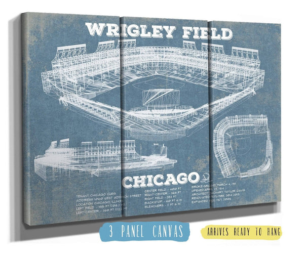36" x 24" / 3 Panel Canvas Wrap Cutler West Vintage Wrigley Field Print - Chicago Cubs Baseball Art Print