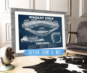 14" x 11" / Greyson Frame & Mat Cutler West Vintage Wrigley Field Print - Chicago Cubs Baseball Print