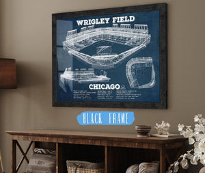 20" x 16" / Black Frame Cutler West Vintage Wrigley Field Print - Chicago Cubs Baseball Print