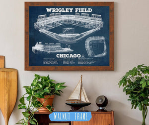 20" x 16" / Walnut Frame Cutler West Vintage Wrigley Field Print - Chicago Cubs Baseball Print