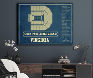 Cutler West Virginia Cavaliers - John Paul Jones Arena Seating Chart - College Basketball Blueprint Art
