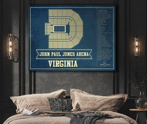 Cutler West Virginia Cavaliers - John Paul Jones Arena Seating Chart - College Basketball Blueprint Art