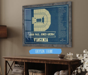 Cutler West Virginia Cavaliers - John Paul Jones Arena Seating Chart - College Basketball Blueprint Art