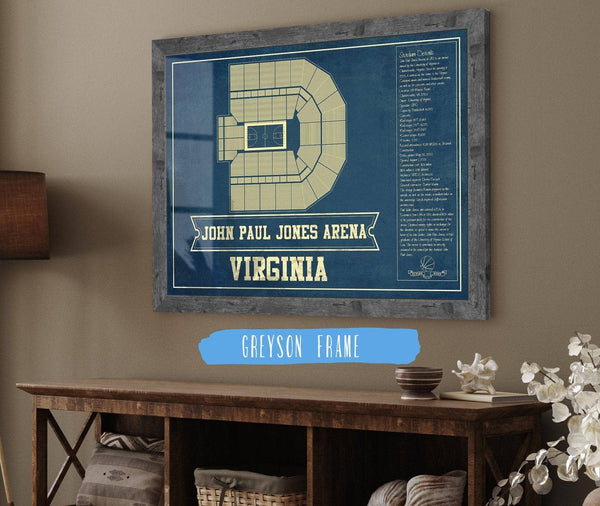 Cutler West Virginia Cavaliers - John Paul Jones Arena Seating Chart - College Basketball Blueprint Art